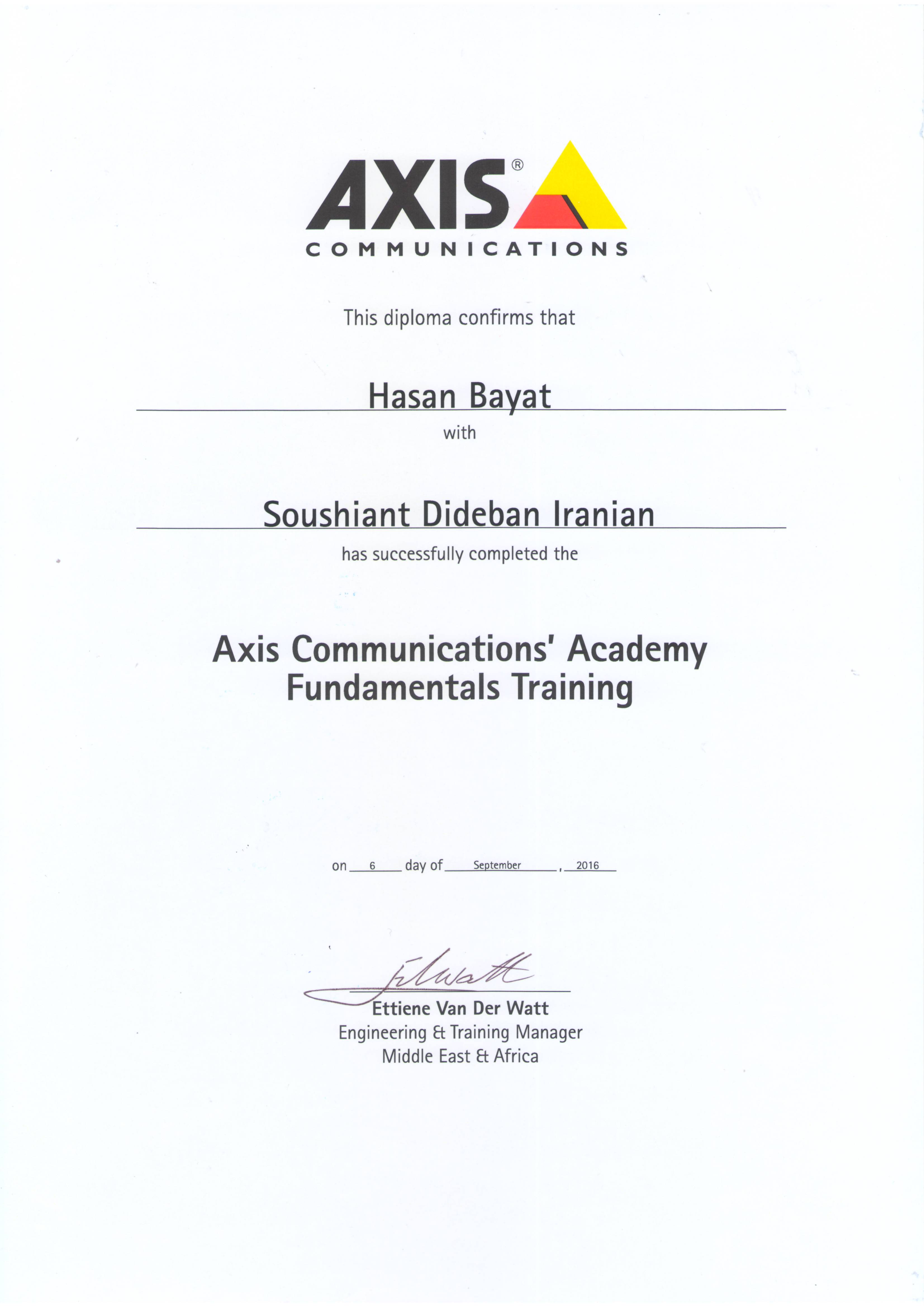 Axis Communications Academy Fundamentals Training 2