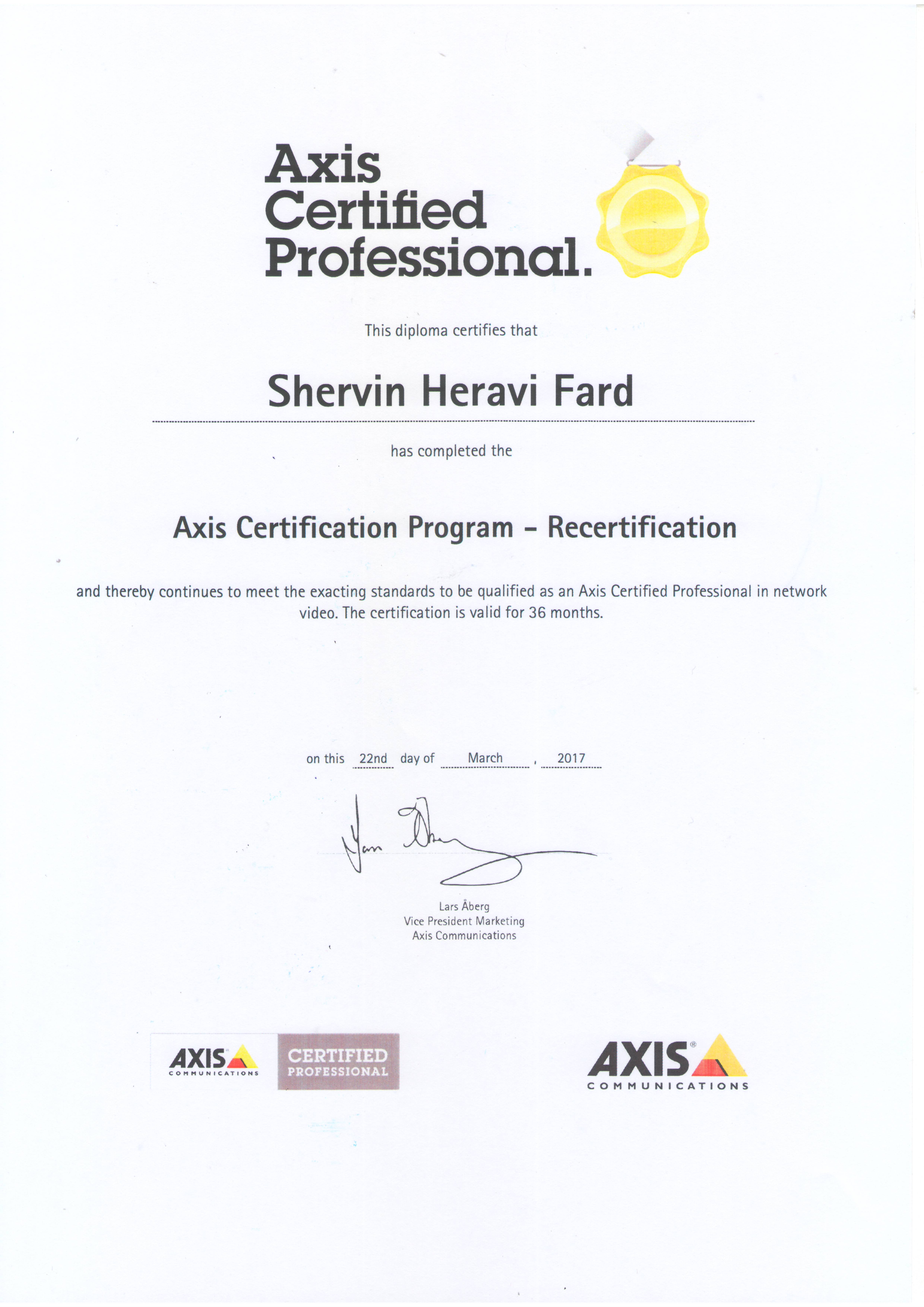 Axis Certification Program