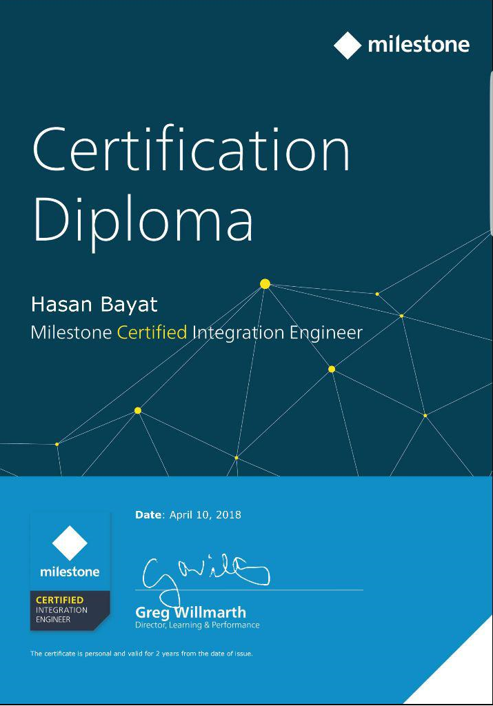 Hasan Bayat Milestone Certified Integration Engineer